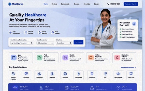 Doctor discovery and appointment booking interface